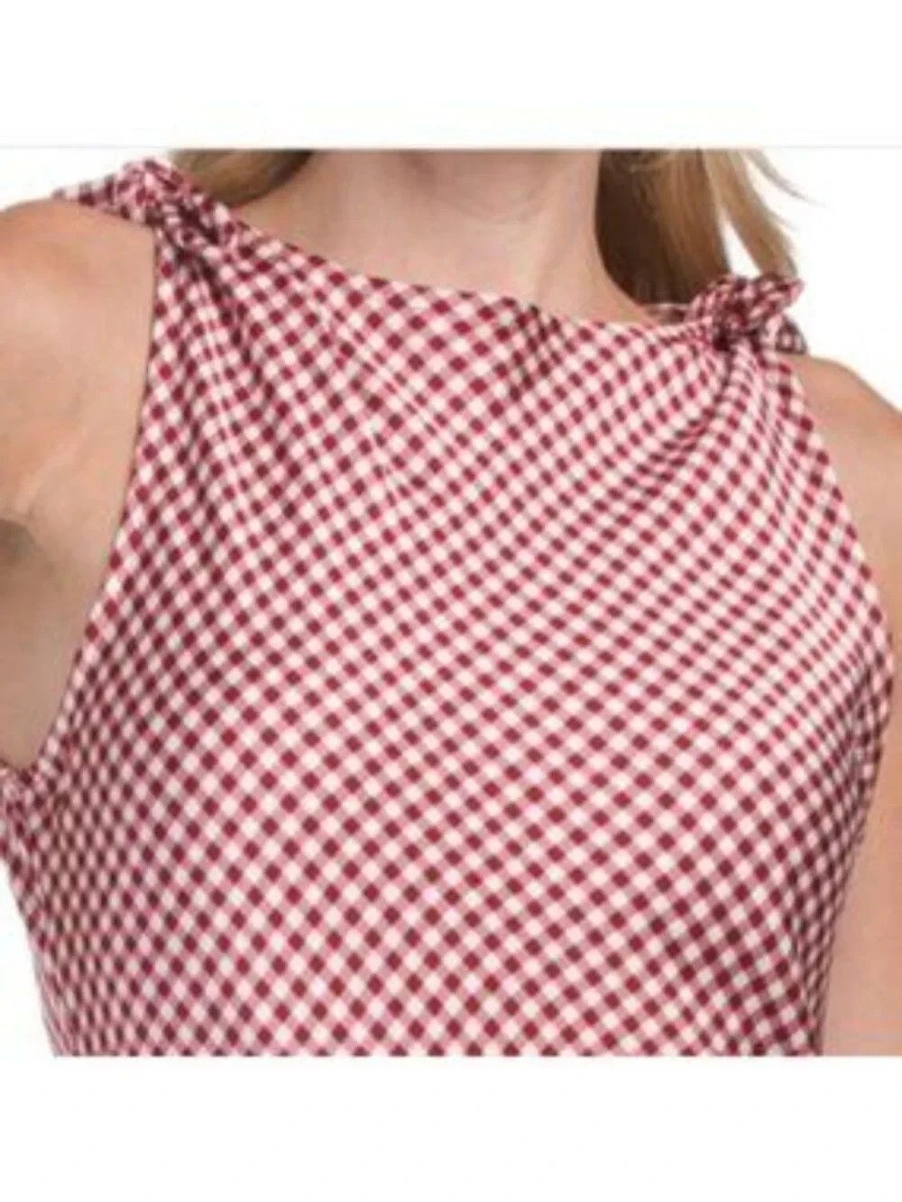 Caroline Constas womens Wine Red Gingham Check Satin Long Maxi Dress size Small - Picture 4 of 10